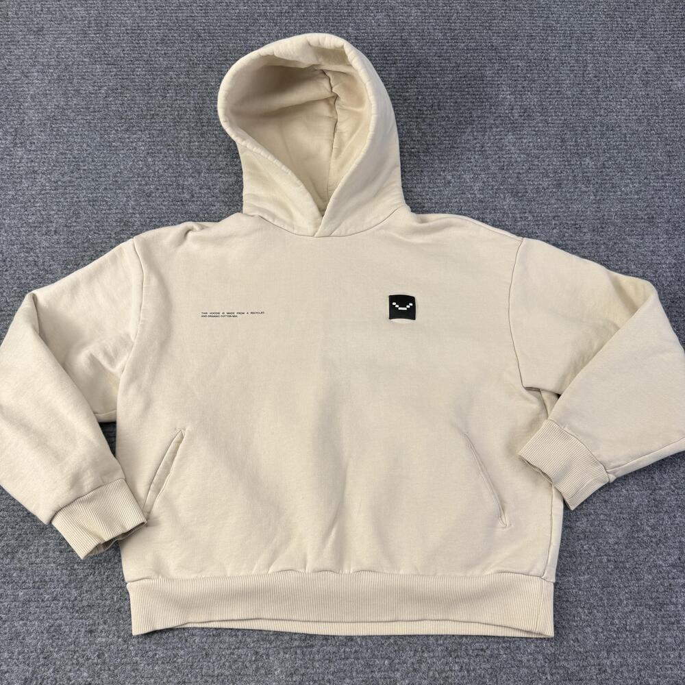 PANGAIA Hoodie Womens Medium Beige Fleece Pullover Streetwear Organic Cotton